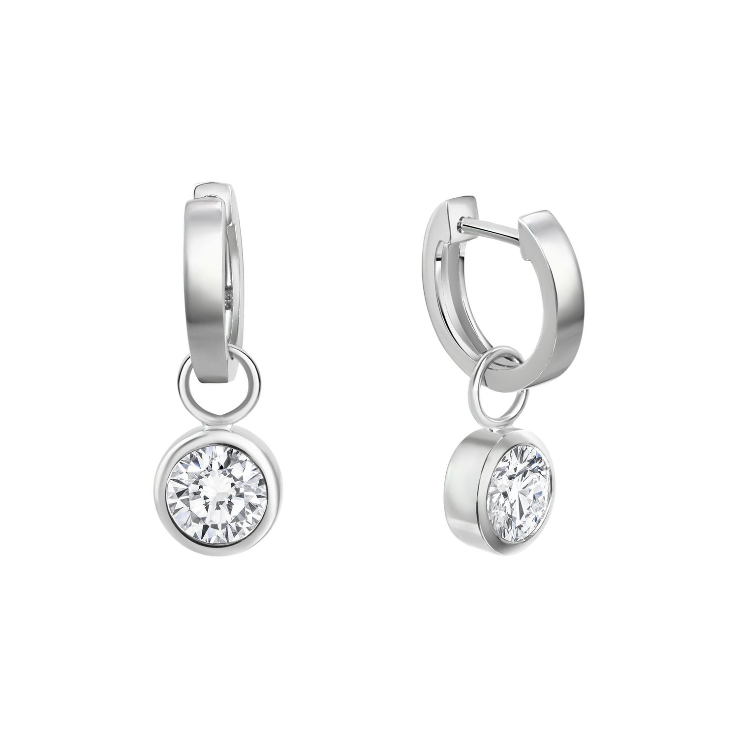 Creolen 925/- Sterling Silber Rhodiniert 2,4cm Zirkonia