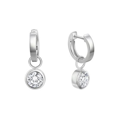 Creolen 925/- Sterling Silber Rhodiniert 2,4cm Zirkonia Creolen 925/- Sterling Silber Rhodiniert 2,4cm Zirkonia