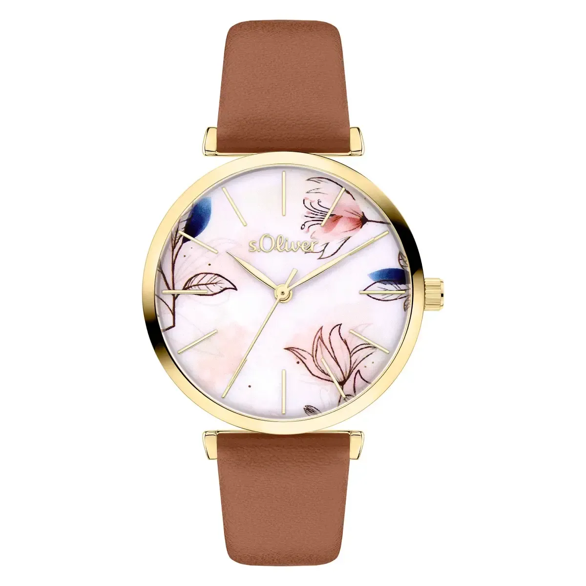 s.Oliver Damen Armbanduhr Lederband