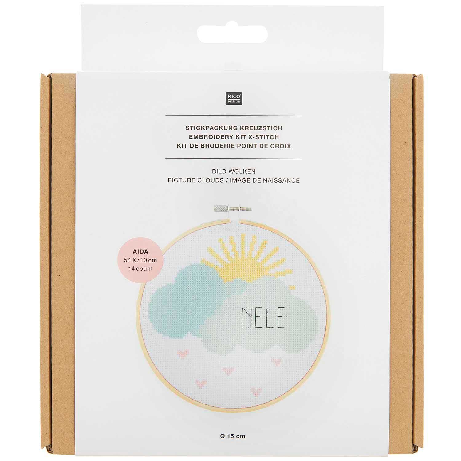 Rico Design Stickpackung Geburtsbild Wolken