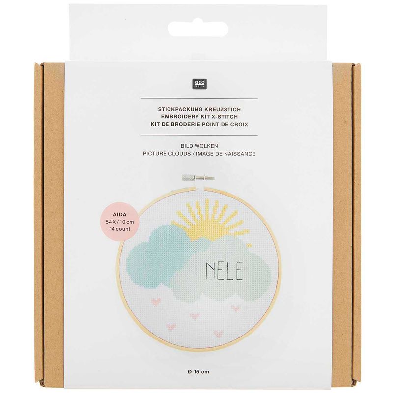 Rico Design Stickpackung Geburtsbild Wolken
