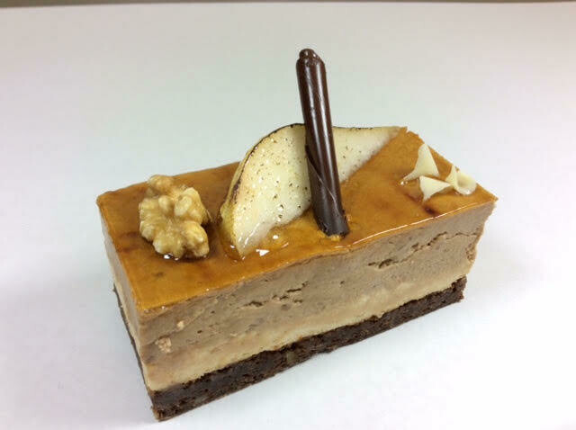 Pear and caramel brownie