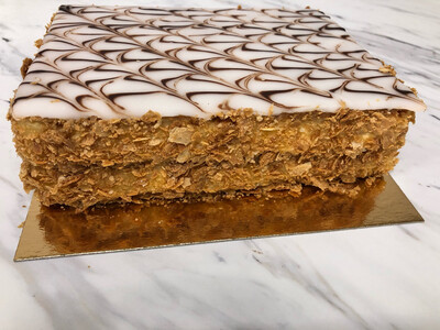 Mille Feuille Made Using Traditional Vanilla Crème Pâtissière, Topped With Fondant.10 Portions 