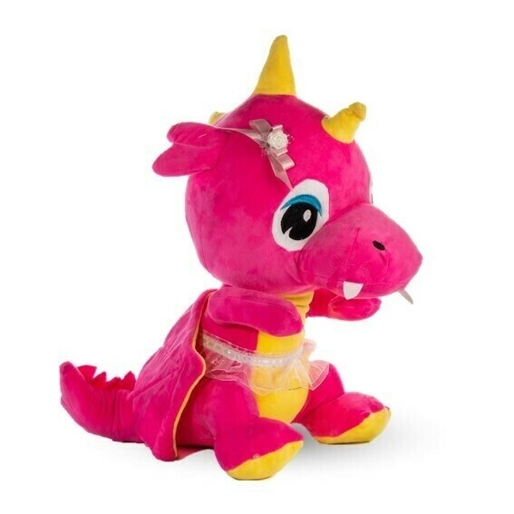 Dragona de peluche color rosado en caja de regalo