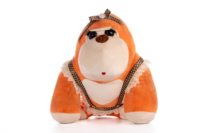Peluche Gorila naranja en caja de regalo