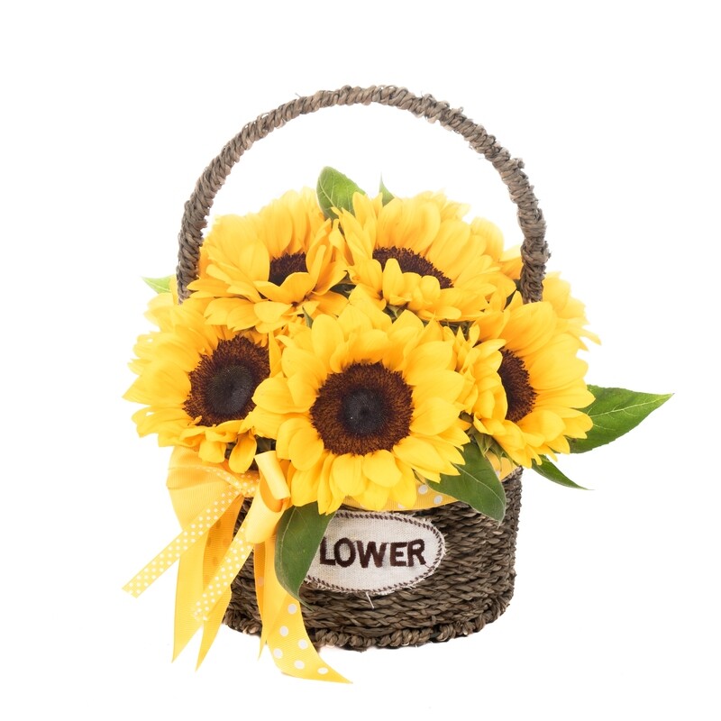 girasoles en canasta giftyflor