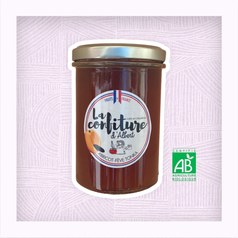 Confiture bio d'Abricot Fève Tonka 240 grs
