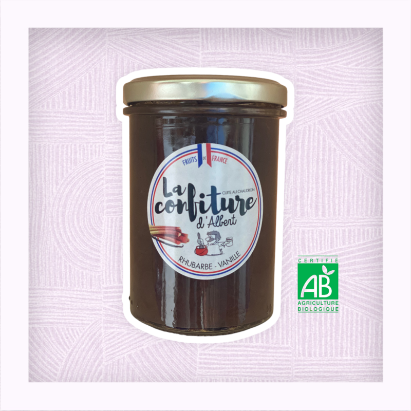 Confiture bio de Rhubarbe Vanille 240 grs