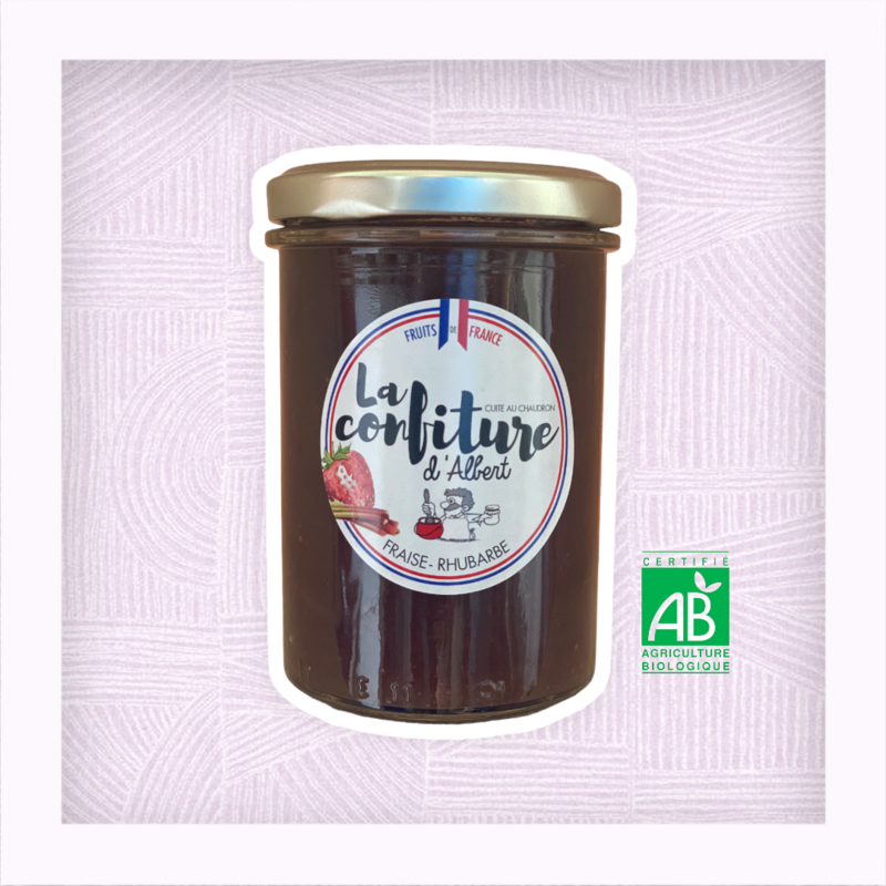 Confiture bio de Fraise Rhubarbe 240 grs