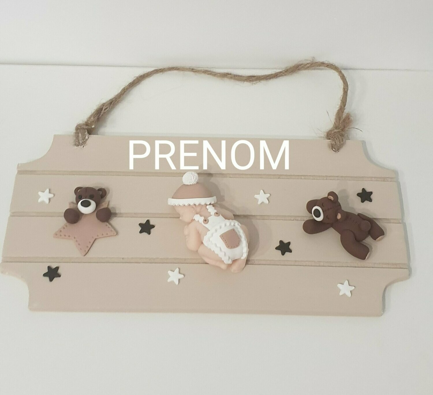 Plaque bébé ours beige