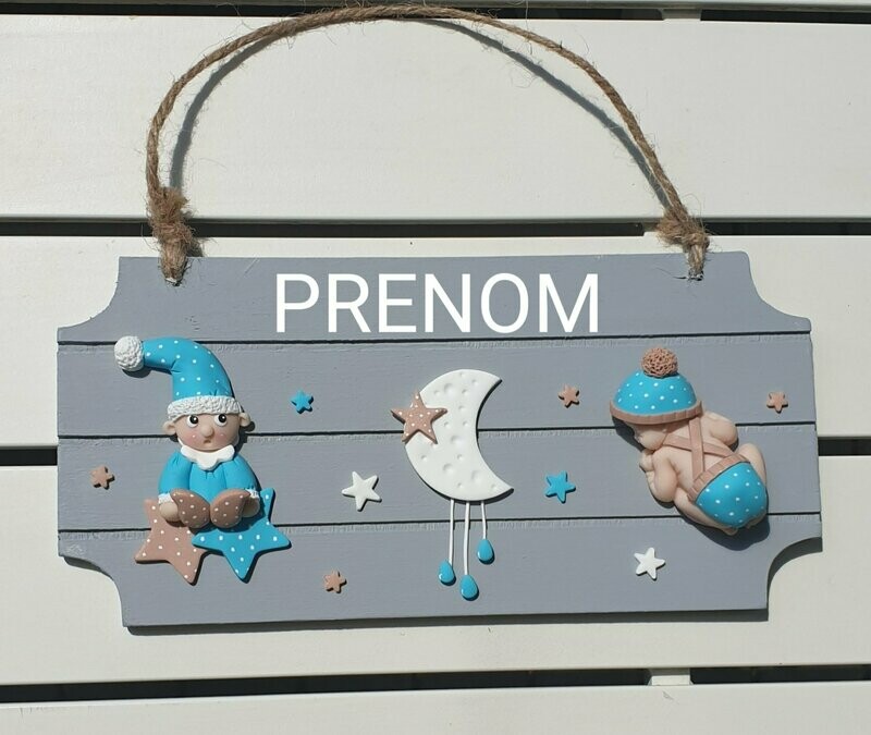Plaque bébé lutin grise