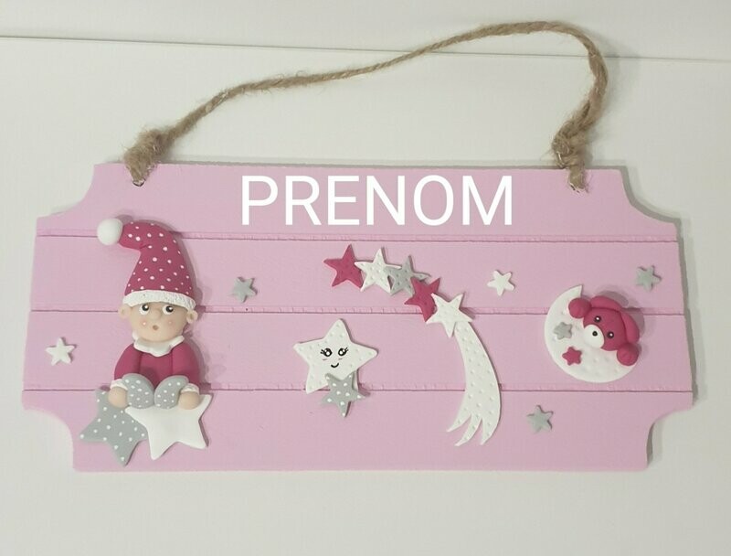 Plaque bébé lutin rose