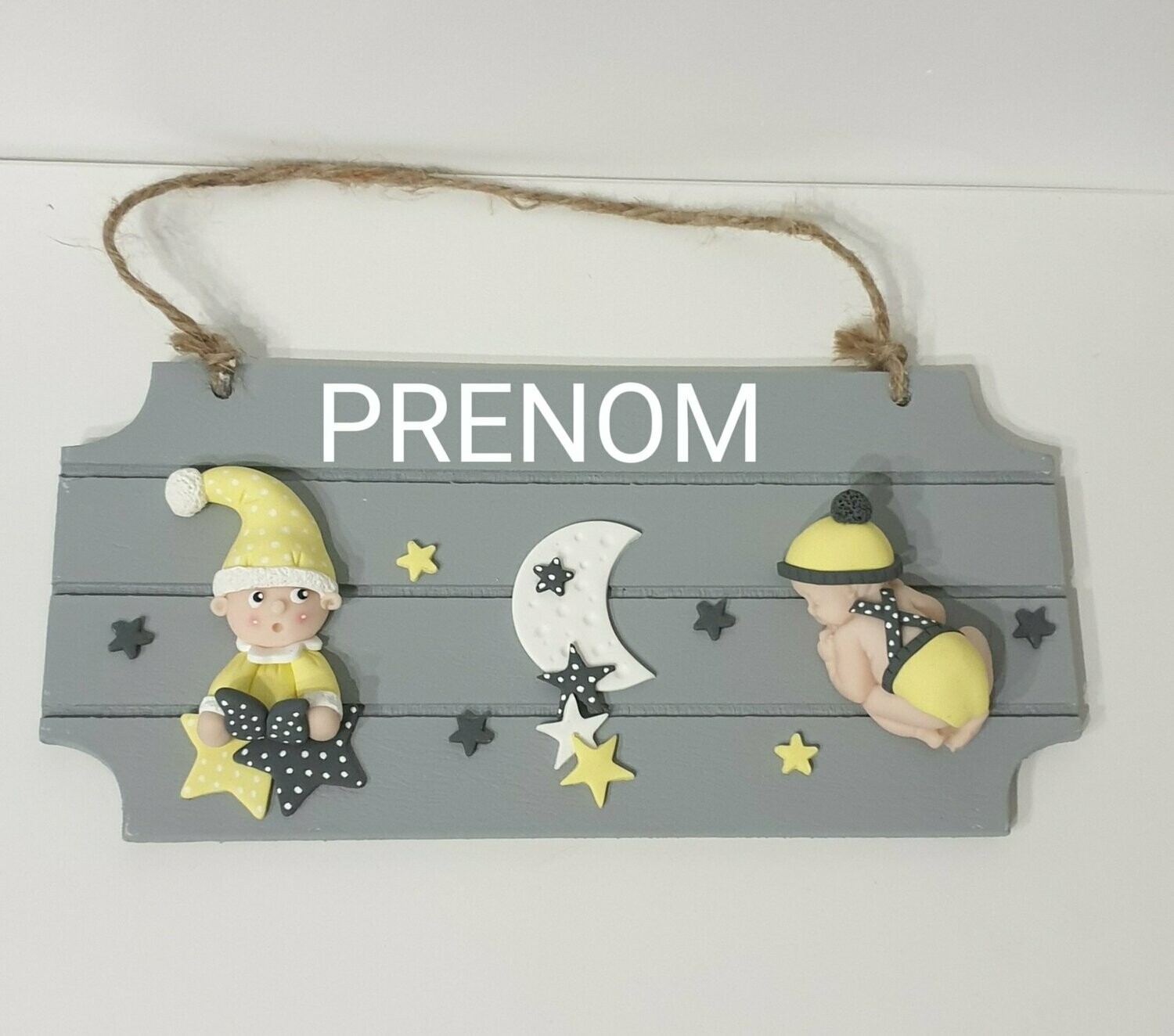 Plaque bébé lutin grise
