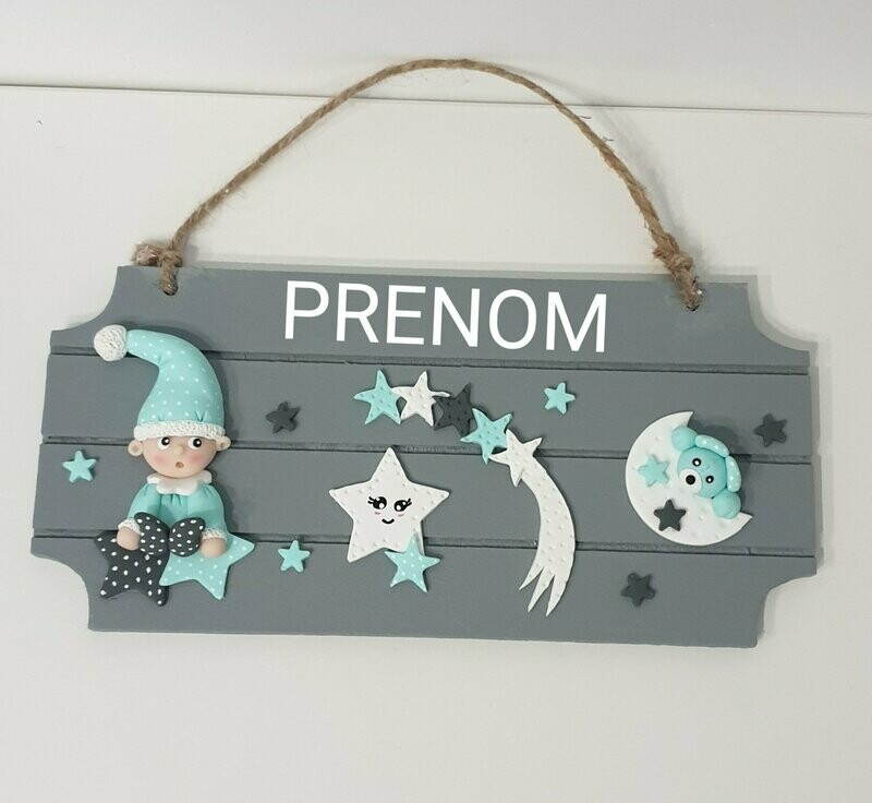 Plaque bébé lutin grise