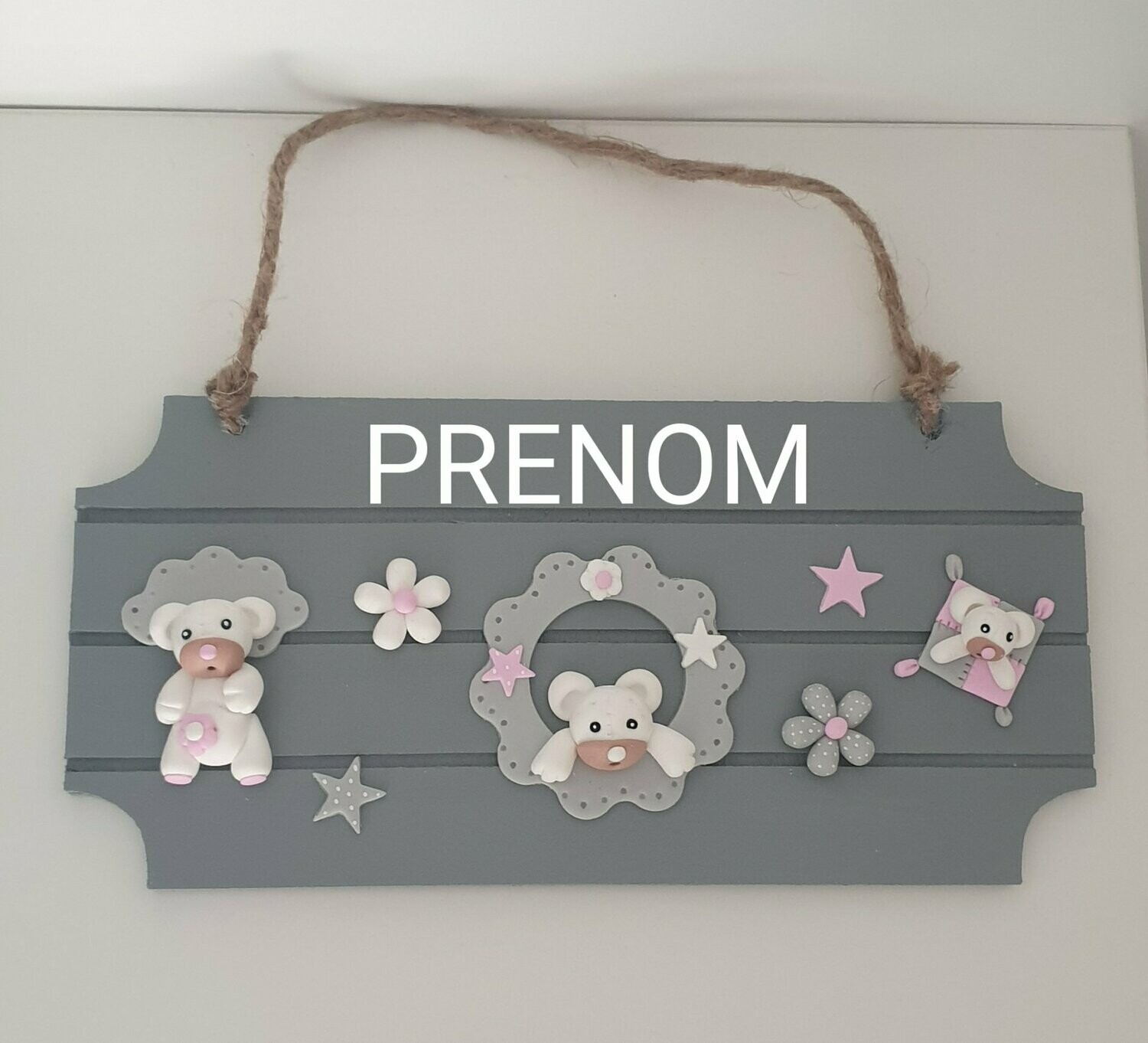 Plaque grise ours blanc