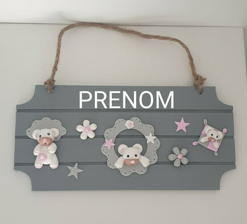Plaque grise ours blanc