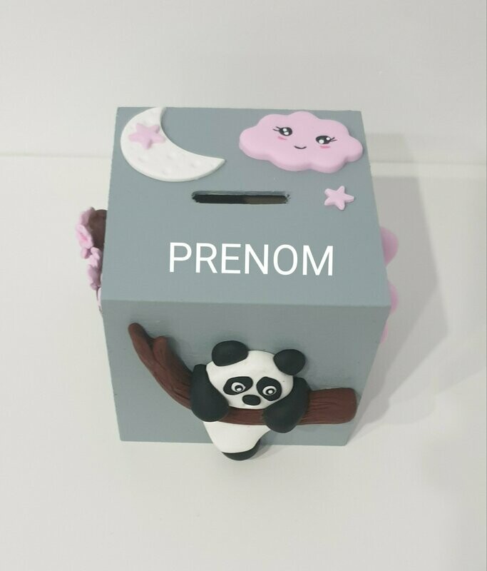 Tirelire carrée grise PANDA