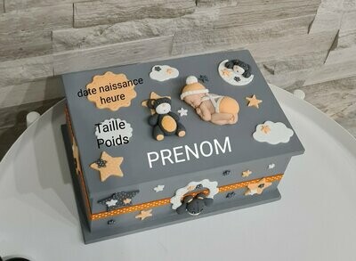 Boite naissance gris et pêche