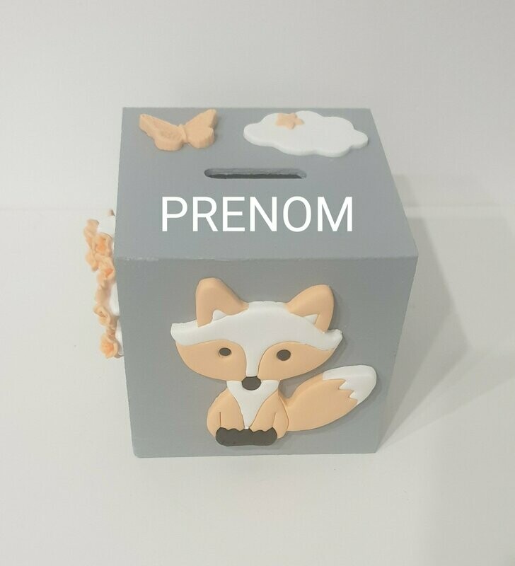 Tirelire grise / renard