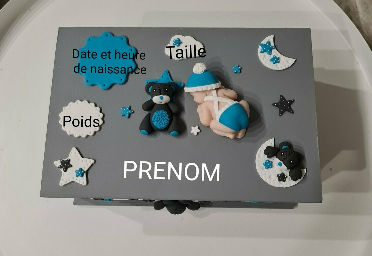 Boite naissance gris et bleu