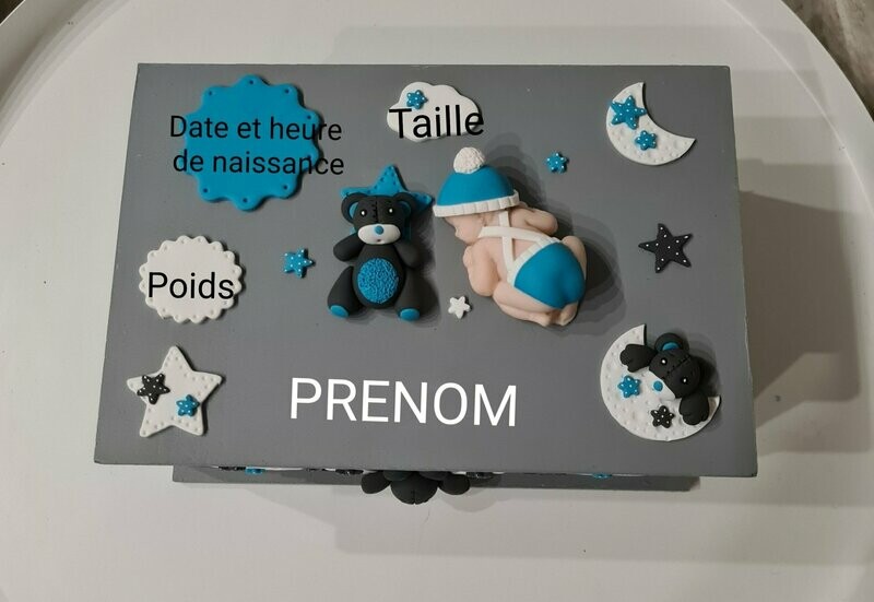 Boite naissance gris et bleu