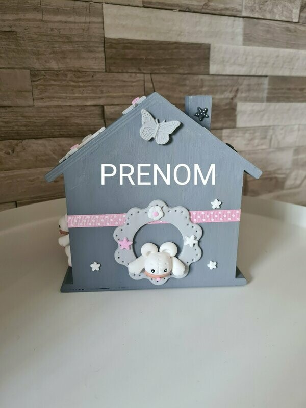 Tirelire maison grise OURS