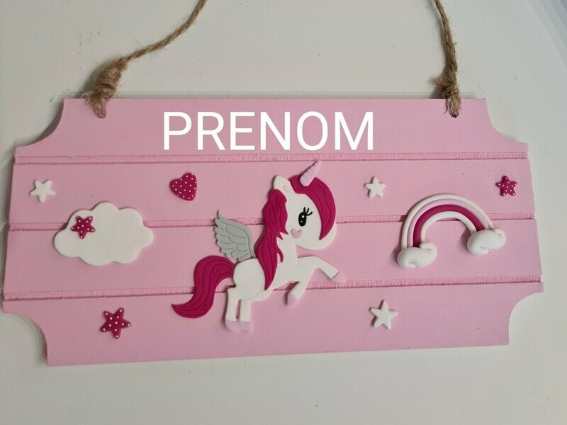 Plaque licorne rose