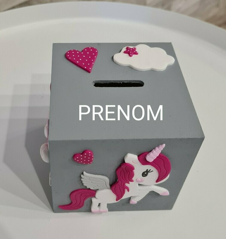 Tirelire grise licorne