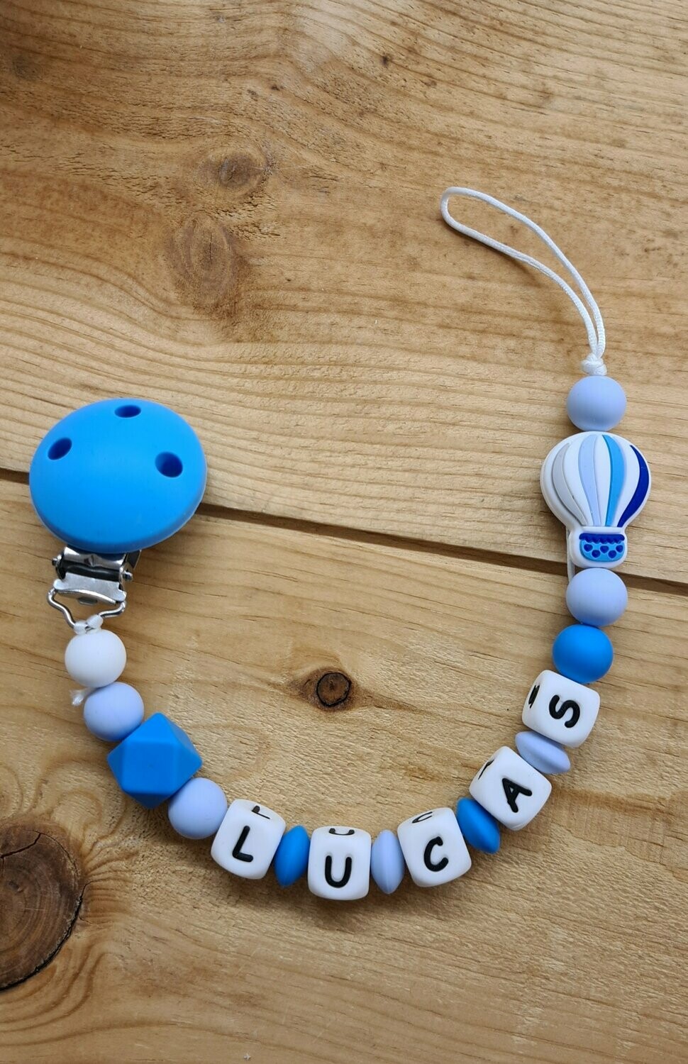 Attache tétine MONTGOLFIERE bleu