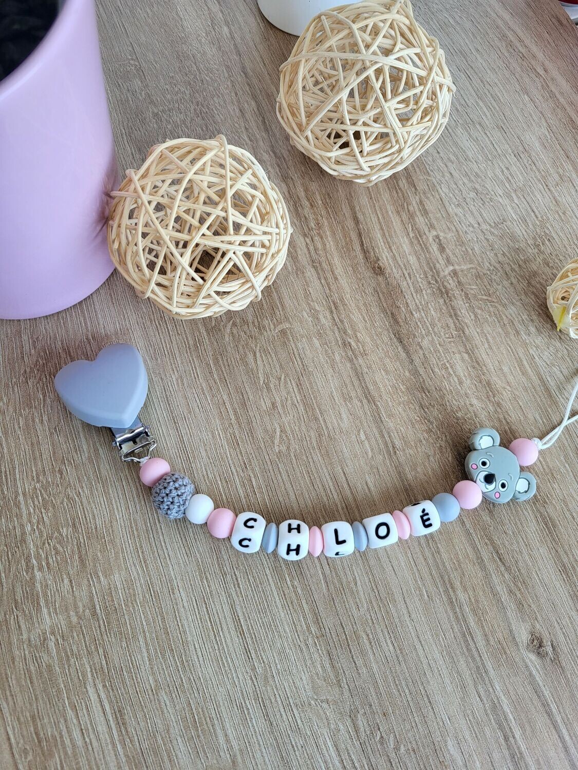 Attache tétine Koala gris