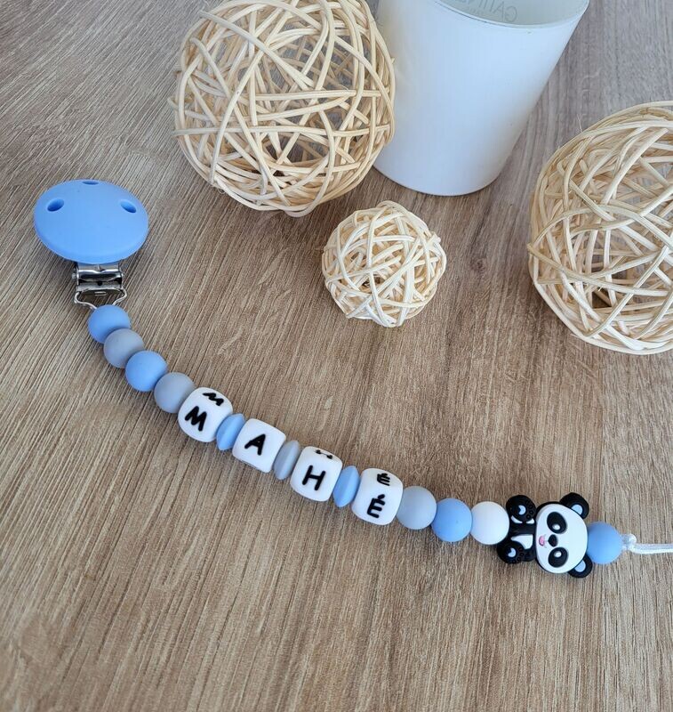 Attache tétine PANDA bleu