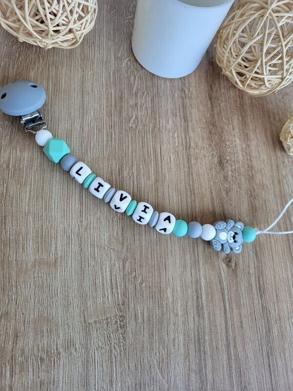 Attache tétine OURS / OURSON gris