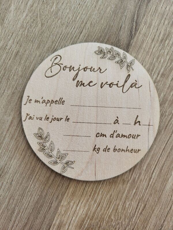 Carte bienvenue / naissance avec prénom "Bonjour me voilà"