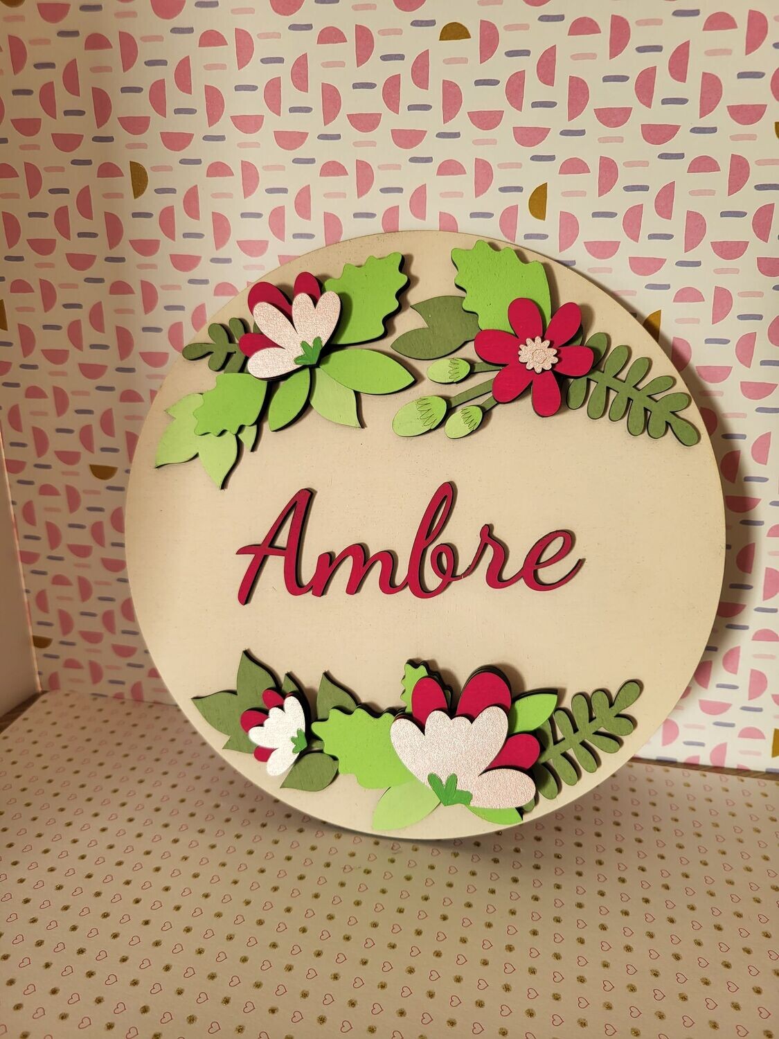 Plaque ronde fleurs