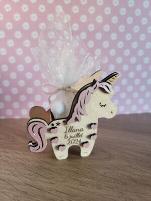 Contenants pour dragées Baptême Licorne