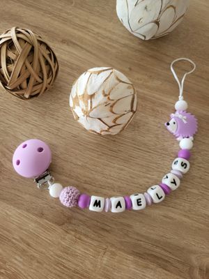 Attache tétine HERISSON violet