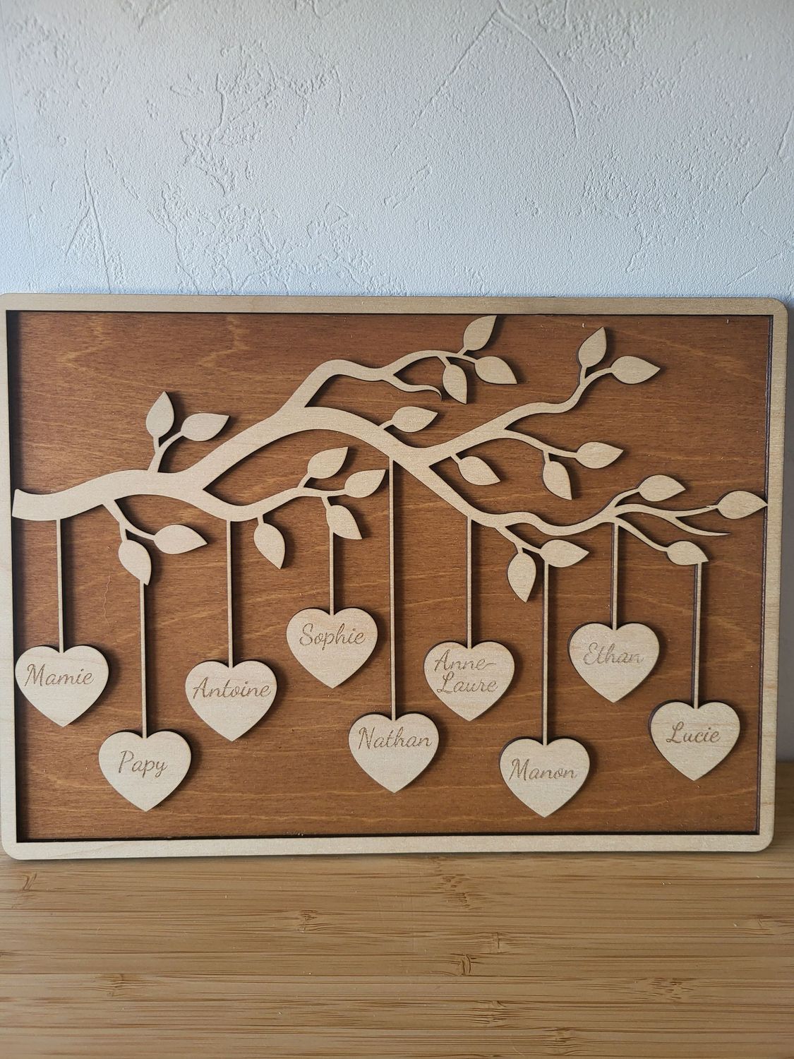 Cadre Coeurs (de 5 à 9  prénoms)