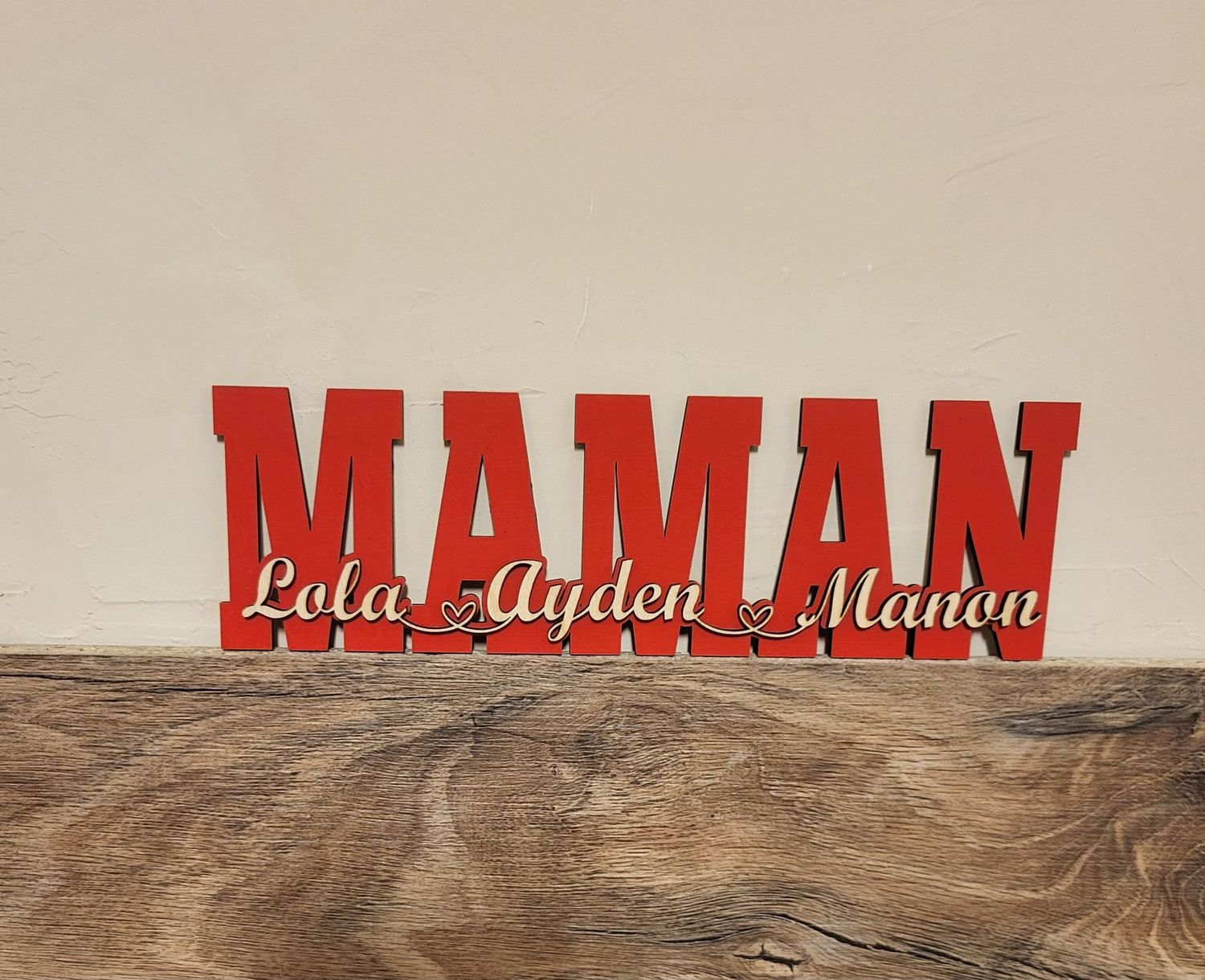 Pancarte MAMAN + prénoms 30 CM