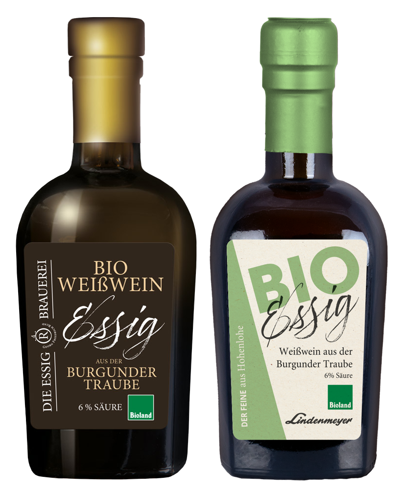 BIO Essig fein, Weißwein aus der Burgunder Traube BIOLAND,  6% Säure, 250ml