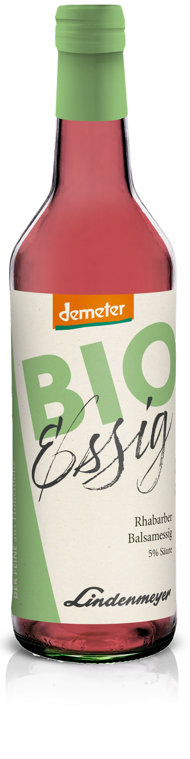Bio Essig fein, Rhabarber Balsamessig DEMETER, 5% Säure, 500ml