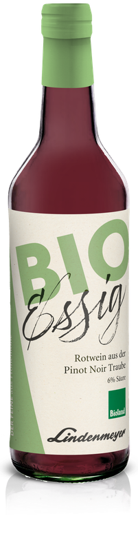 BIO Essig fein, Rotwein aus der Pinot Noir Traube BIOLAND, 6% Säure, 500ml BIO Essig fein, Rotwein aus der Pinot Noir Traube BIOLAND, 6% Säure, 500ml