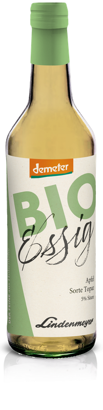 BIO Essig fein, Apfel Sorte Topaz DEMETER, 5% Säure, 500ml BIO Essig fein, Apfel Sorte Topaz DEMETER, 5% Säure, 500ml