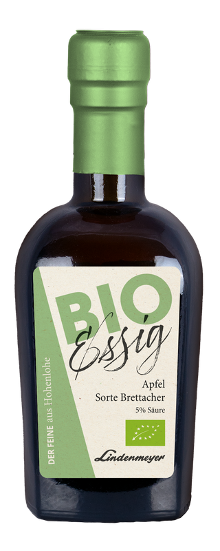 BIO Essig fein, Apfel Sorte Brettacher, 5% Säure, 250ml BIO Essig fein, Apfel Sorte Brettacher, 5% Säure, 250ml