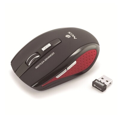 Mouse ottico wireless rosso-nero 5 tasti