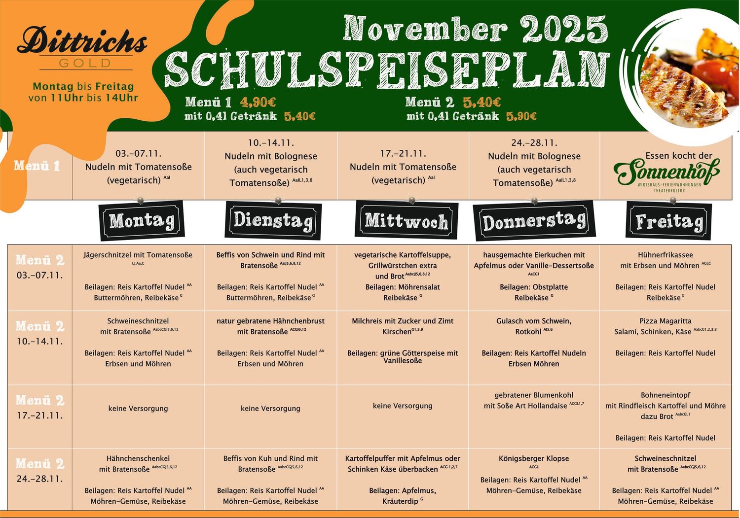 Menü 1 + 1 Getränk 0,4 l Menü 1 + 1 Getränk 0,4 l