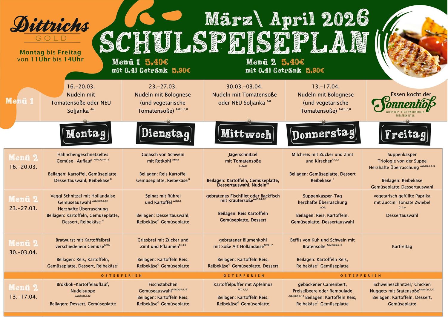 Probierangebot 1 Menü