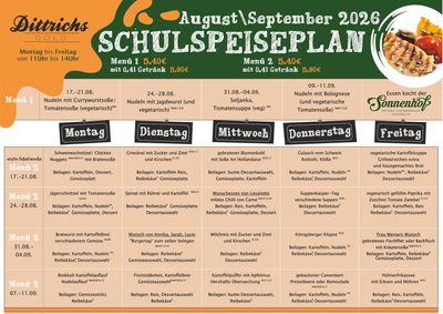 Probierangebot 1 Menü Probierangebot 1 Menü