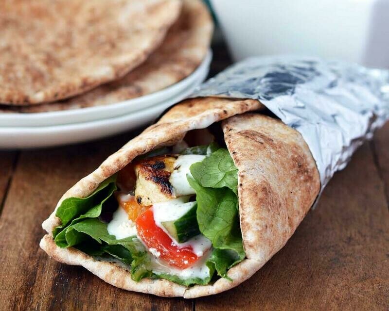 Chicken Souvlaki on a Pita