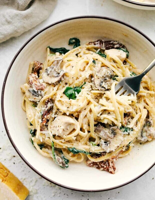 Linguine with Chicken and Mushrooms