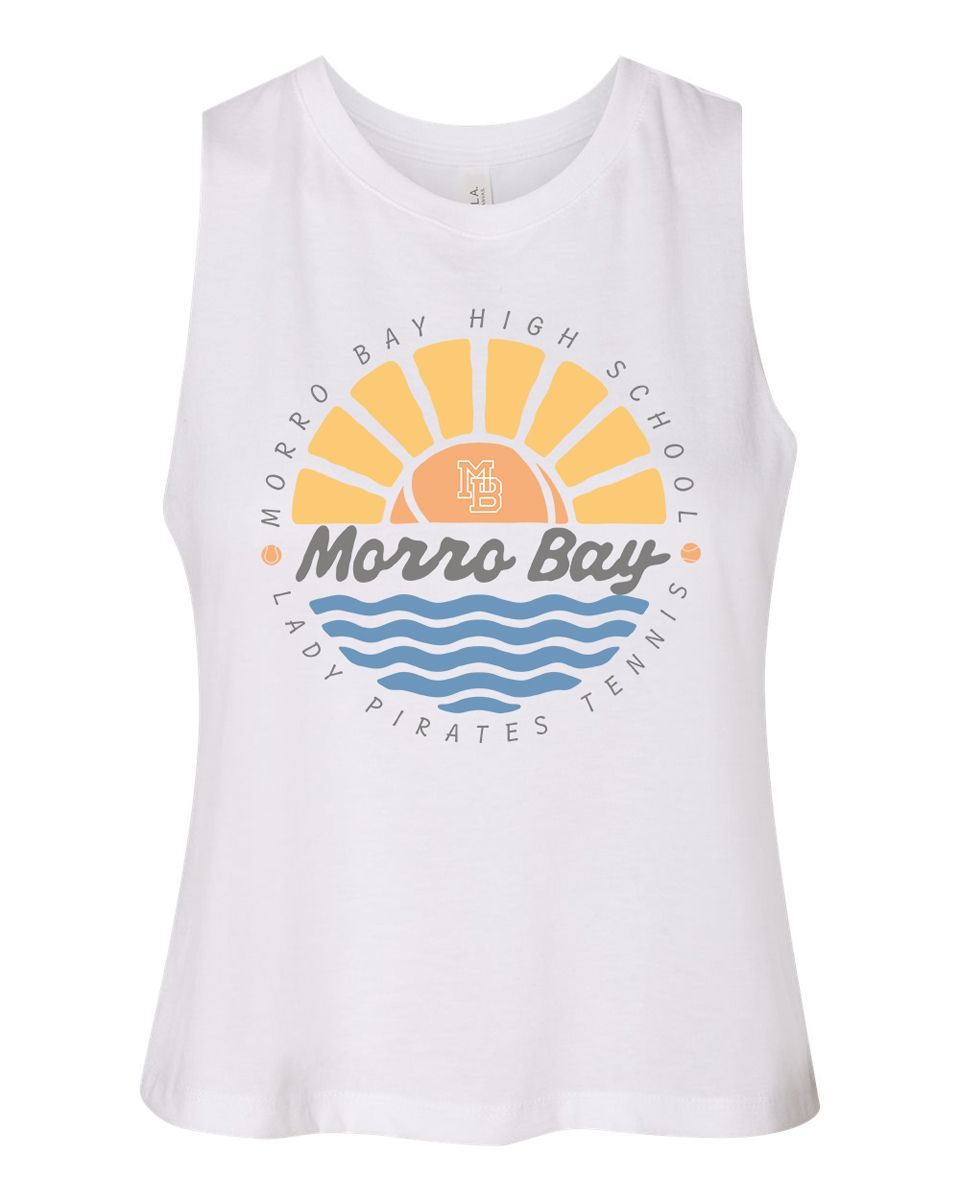 Lady Pirates Tennis Racerback Crop Tank White Lady Pirates Tennis Racerback Crop Tank White